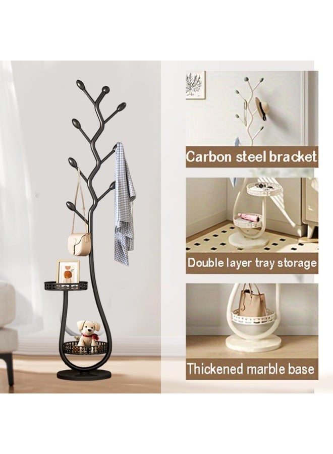 INSIJAM Metal Coat Rack Stand Small Space Coat Rack Free Standing Coat Hanger with 8 Hooks for Jackets Hats Bags Space Saving Tree Design for Hallway Bedroom Living Room and Entryway - Image 2